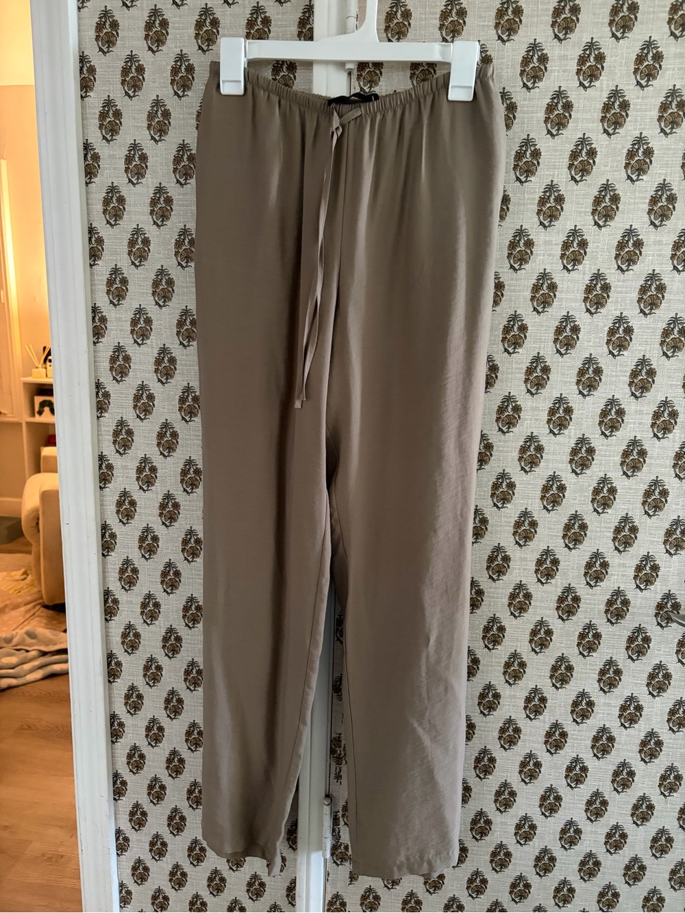 Zara Wide Leg Drawstring Pants in Brown/Tan